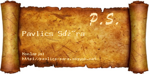 Pavlics Sára névjegykártya