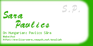 sara pavlics business card