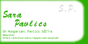 sara pavlics business card